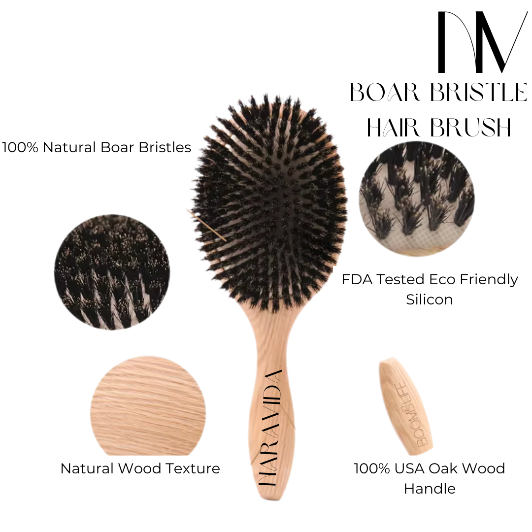 NaraVida Boar Bristle Hair Brush